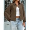 imageCicy Bell Womens Oversized Cropped Trench Coats Batwing Sleeve Trendy Casual Short Jackets Button Up OuterwearDark Brown