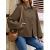 imageCicy Bell Womens Oversized Cropped Trench Coats Batwing Sleeve Trendy Casual Short Jackets Button Up OuterwearDark Brown