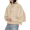 imageCicy Bell Womens Oversized Cropped Trench Coats Batwing Sleeve Trendy Casual Short Jackets Button Up OuterwearLight Khaki
