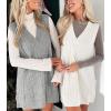 imageCicy Bell Womens Oversized Sweater Vest Dress V Neck Sleeveless Fall Trendy Casual Knit Cable Mini DressesGrey