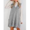 imageCicy Bell Womens Oversized Sweater Vest Dress V Neck Sleeveless Fall Trendy Casual Knit Cable Mini DressesGrey