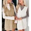 imageCicy Bell Womens Oversized Sweater Vest Dress V Neck Sleeveless Fall Trendy Casual Knit Cable Mini DressesKhaki