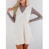 imageCicy Bell Womens Oversized Sweater Vest Dress V Neck Sleeveless Fall Trendy Casual Knit Cable Mini DressesWhite