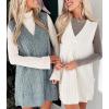 imageCicy Bell Womens Oversized Sweater Vest Dress V Neck Sleeveless Fall Trendy Casual Knit Cable Mini DressesWhite