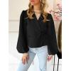 imageCicy Bell Womens Puff Long Sleeve Blazers V Neck Wrap Cropped Trench Coat Work Office Dressy Casual Suit JacketsBlack