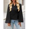 imageCicy Bell Womens Puff Long Sleeve Blazers V Neck Wrap Cropped Trench Coat Work Office Dressy Casual Suit JacketsBlack