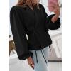 imageCicy Bell Womens Puff Long Sleeve Blazers V Neck Wrap Cropped Trench Coat Work Office Dressy Casual Suit JacketsBlack
