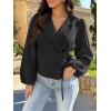 imageCicy Bell Womens Puff Long Sleeve Blazers V Neck Wrap Cropped Trench Coat Work Office Dressy Casual Suit JacketsBlack