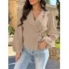 imageCicy Bell Womens Puff Long Sleeve Blazers V Neck Wrap Cropped Trench Coat Work Office Dressy Casual Suit JacketsKhaki