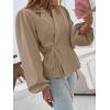 imageCicy Bell Womens Puff Long Sleeve Blazers V Neck Wrap Cropped Trench Coat Work Office Dressy Casual Suit JacketsKhaki
