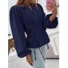 imageCicy Bell Womens Puff Long Sleeve Blazers V Neck Wrap Cropped Trench Coat Work Office Dressy Casual Suit JacketsNavy