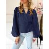 imageCicy Bell Womens Puff Long Sleeve Blazers V Neck Wrap Cropped Trench Coat Work Office Dressy Casual Suit JacketsNavy