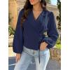 imageCicy Bell Womens Puff Long Sleeve Blazers V Neck Wrap Cropped Trench Coat Work Office Dressy Casual Suit JacketsNavy