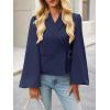 imageCicy Bell Womens Puff Long Sleeve Blazers V Neck Wrap Cropped Trench Coat Work Office Dressy Casual Suit JacketsNavy