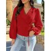 imageCicy Bell Womens Puff Long Sleeve Blazers V Neck Wrap Cropped Trench Coat Work Office Dressy Casual Suit JacketsRed