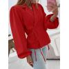 imageCicy Bell Womens Puff Long Sleeve Blazers V Neck Wrap Cropped Trench Coat Work Office Dressy Casual Suit JacketsRed