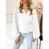 imageCicy Bell Womens Puff Long Sleeve Blazers V Neck Wrap Cropped Trench Coat Work Office Dressy Casual Suit JacketsWhite
