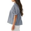 imageCicy Bell Womens Puff Sleeve V Neck Blouse Babydoll Peplum Tops Dressy Casual Pleated Loose Fit ShirtsGrey