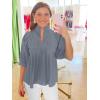 imageCicy Bell Womens Puff Sleeve V Neck Blouse Babydoll Peplum Tops Dressy Casual Pleated Loose Fit ShirtsGrey
