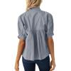 imageCicy Bell Womens Puff Sleeve V Neck Blouse Babydoll Peplum Tops Dressy Casual Pleated Loose Fit ShirtsGrey