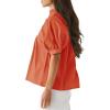imageCicy Bell Womens Puff Sleeve V Neck Blouse Babydoll Peplum Tops Dressy Casual Pleated Loose Fit ShirtsOrange Red