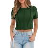 imageCicy Bell Womens Short Sleeve Crop Tops Summer Fitted Ribbed Knit Tee Shirts Trendy Casual Y2k Going Out ShirtsArmy Green
