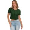 imageCicy Bell Womens Short Sleeve Crop Tops Summer Fitted Ribbed Knit Tee Shirts Trendy Casual Y2k Going Out ShirtsArmy Green