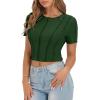 imageCicy Bell Womens Short Sleeve Crop Tops Summer Fitted Ribbed Knit Tee Shirts Trendy Casual Y2k Going Out ShirtsArmy Green