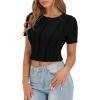 imageCicy Bell Womens Short Sleeve Crop Tops Summer Fitted Ribbed Knit Tee Shirts Trendy Casual Y2k Going Out ShirtsBlack