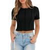 imageCicy Bell Womens Short Sleeve Crop Tops Summer Fitted Ribbed Knit Tee Shirts Trendy Casual Y2k Going Out ShirtsBlack