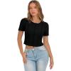 imageCicy Bell Womens Short Sleeve Crop Tops Summer Fitted Ribbed Knit Tee Shirts Trendy Casual Y2k Going Out ShirtsBlack