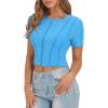 imageCicy Bell Womens Short Sleeve Crop Tops Summer Fitted Ribbed Knit Tee Shirts Trendy Casual Y2k Going Out ShirtsBlue
