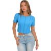 imageCicy Bell Womens Short Sleeve Crop Tops Summer Fitted Ribbed Knit Tee Shirts Trendy Casual Y2k Going Out ShirtsBlue