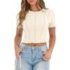 imageCicy Bell Womens Short Sleeve Crop Tops Summer Fitted Ribbed Knit Tee Shirts Trendy Casual Y2k Going Out ShirtsOffwhite