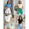 imageCicy Bell Womens Short Sleeve Crop Tops Summer Fitted Ribbed Knit Tee Shirts Trendy Casual Y2k Going Out ShirtsOffwhite