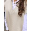 imageCicy Bell Womens V Neck Sleeveless Sweater Vest Oversized Ribbed Knit Side Slit Pullover Tank TopsBeige