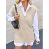 imageCicy Bell Womens V Neck Sleeveless Sweater Vest Oversized Ribbed Knit Side Slit Pullover Tank TopsBeige