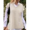 imageCicy Bell Womens V Neck Sleeveless Sweater Vest Oversized Ribbed Knit Side Slit Pullover Tank TopsBeige