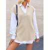 imageCicy Bell Womens V Neck Sleeveless Sweater Vest Oversized Ribbed Knit Side Slit Pullover Tank TopsBeige