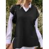 imageCicy Bell Womens V Neck Sleeveless Sweater Vest Oversized Ribbed Knit Side Slit Pullover Tank TopsBlack