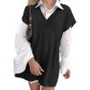 imageCicy Bell Womens V Neck Sleeveless Sweater Vest Oversized Ribbed Knit Side Slit Pullover Tank TopsBlack