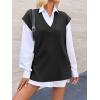 imageCicy Bell Womens V Neck Sleeveless Sweater Vest Oversized Ribbed Knit Side Slit Pullover Tank TopsBlack