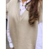 imageCicy Bell Womens V Neck Sleeveless Sweater Vest Oversized Ribbed Knit Side Slit Pullover Tank TopsKhaki