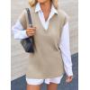 imageCicy Bell Womens V Neck Sleeveless Sweater Vest Oversized Ribbed Knit Side Slit Pullover Tank TopsKhaki
