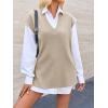 imageCicy Bell Womens V Neck Sleeveless Sweater Vest Oversized Ribbed Knit Side Slit Pullover Tank TopsKhaki