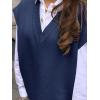 imageCicy Bell Womens V Neck Sleeveless Sweater Vest Oversized Ribbed Knit Side Slit Pullover Tank TopsNavy Blue