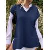 imageCicy Bell Womens V Neck Sleeveless Sweater Vest Oversized Ribbed Knit Side Slit Pullover Tank TopsNavy Blue