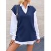 imageCicy Bell Womens V Neck Sleeveless Sweater Vest Oversized Ribbed Knit Side Slit Pullover Tank TopsNavy Blue