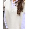 imageCicy Bell Womens V Neck Sleeveless Sweater Vest Oversized Ribbed Knit Side Slit Pullover Tank TopsWhite