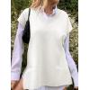 imageCicy Bell Womens V Neck Sleeveless Sweater Vest Oversized Ribbed Knit Side Slit Pullover Tank TopsWhite